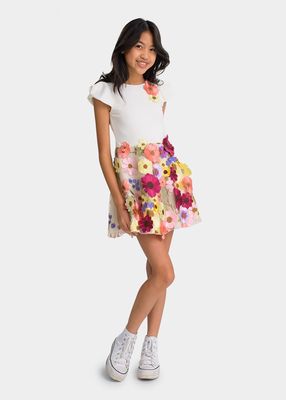 Girl's Reese Dress with 3D Flowers, Size 7-16
