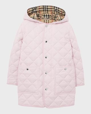 Girl's Reilly Hooded Quilted Coat, Size 3-14