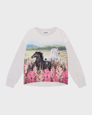 Girl's Reniza Horse Graphic Sweatshirt, Size 2-7