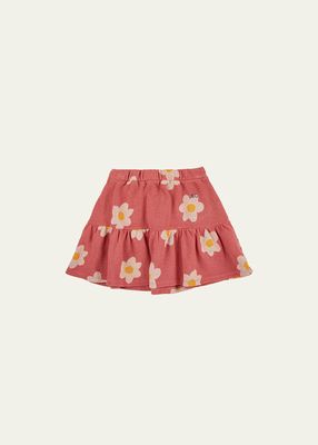 Girl's Retro Flowers Cotton Skirt, Size 2-13