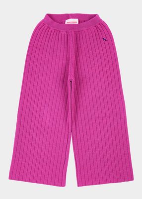 Girl's Ribbed Knit Culotte Pants, Size 2-13
