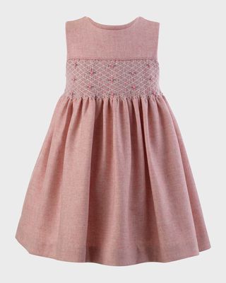 Girl's Rosebud Smocked Pinafore Dress, Size 6M-10