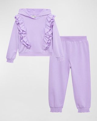 Girl's Ruffle Hoodie & Joggers Set, Size 4-6X