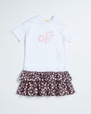 Girl's Ruffle Monogram T-Shirt Dress, Size 4-12