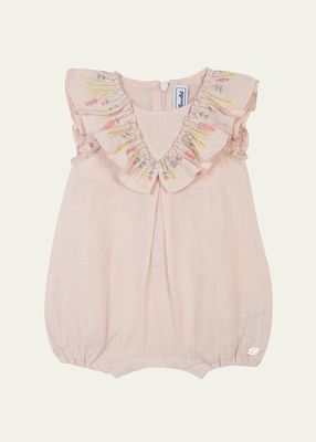 Girl's Ruffle Trim Bubble Romper, Size 3M-1