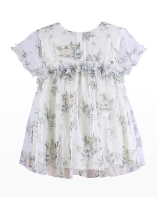 Girl's Ruffle Trim Floral-Print Dress, Size 4-12Size