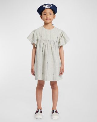 Girl's Ruffled Short-Sleeve Dress, Size 4-12