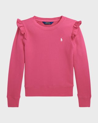 Girl's Ruffled Terry Sweatshirt, Size S-XL