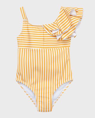 Girl's Rumba Glow Striped One-Piece Swimsuit, Size 2-6