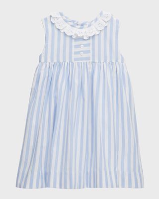Girl's Sailor Striped Collared Dress, Size 2-4T