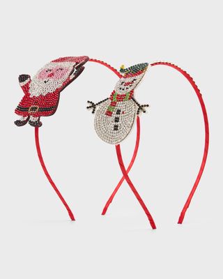 Girl's Santa & Snowman Headband Set