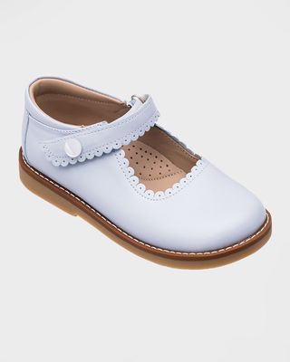 Girl's Scalloped Leather Mary Jane, Toddler/Kids