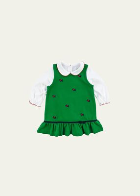 Girl's Scottie Dog Embroidered Dress W/ Blouse, Size 2-6