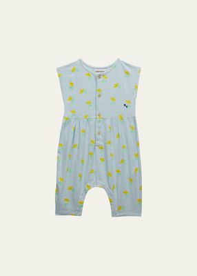 Girl's Sea Flower Overalls, Size 6M-24M
