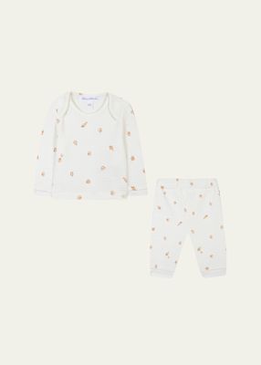 Girl's Seashell-Print Two-Piece Pajama Set, Size 9M-2