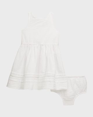 Girl's Seersucker A-Line Dress & Bloomers, Size 3M-24M
