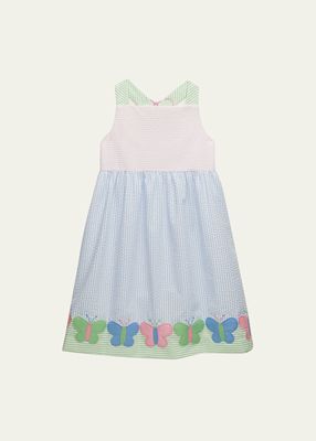Girl's Seersucker Butterfly Dress, Size 2T-6X