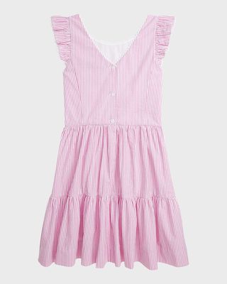 Girl's Seersucker Tiered Stripe Dress, Size 7-16