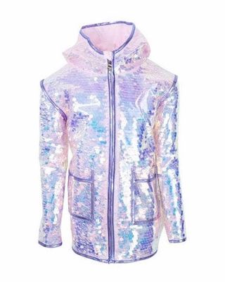 Girl's Sequin Embellished Rain Jacket, Size 2-14