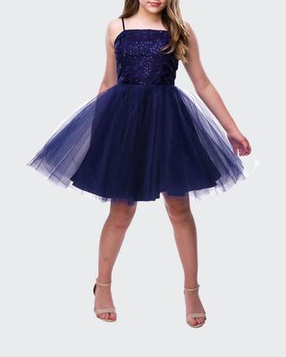Girl's Sequin Tulle Party Dress, Size 7-16