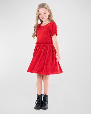 Girl's Sharona Pleated Velvet Dress, Size 7-16