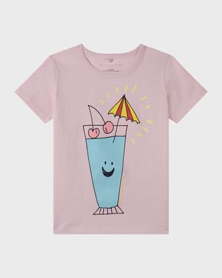Girl's Smiley Drink Printed Short-Sleeve T-Shirt, Size 4-12