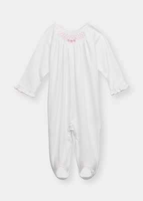 Girl's Smocked Bishop Footie Pajamas, Size Newborn-9M