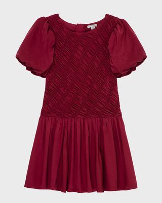 Girl's Smocked Puff Sleeve Dress, Size 7-16