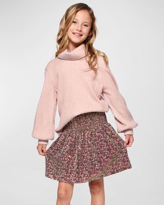 Girl's Smocked Sequin Skirt, Size 7-14