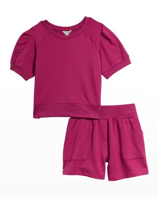 Girl's Solid Two-Piece Set, Size 7-14