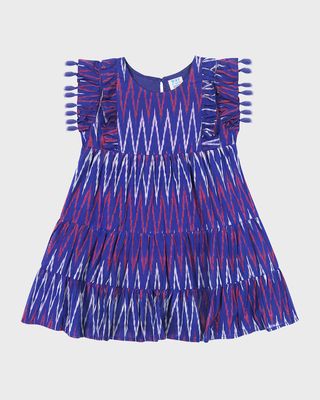 Girl's Sophie Tassel Ikat Printed Dress, Size 2-10