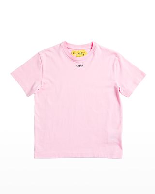 Girl's Stamped Logo T-Shirt, Size 4-10