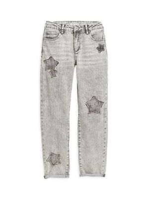 Girl's Star Patch Jeans - Grey - Size 7
