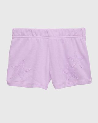 Girl's Star-Print Shorts, Size 4-6