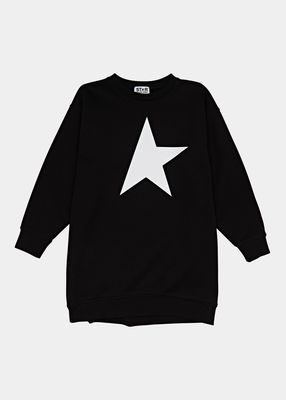Girl's Star-Print Sweatshirt Dress, Size 4-10