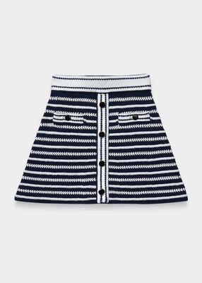 Girl's Stripe Contrast Rope Knit Skirt, Size 3-12