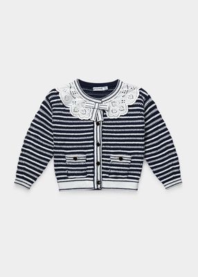 Girl's Stripe Knit Cardigan, Size 3-12