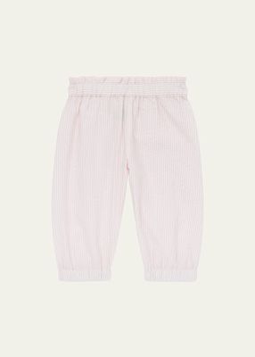 Girl's Striped Cotton Pants, Size 3M-2