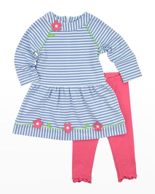 Girl's Striped Dress Two-Piece Set, Size 2-6X