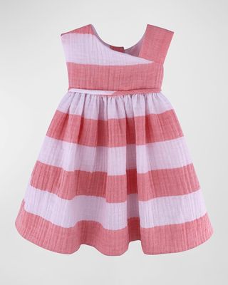 Girl's Striped Gauze Dress, Size 6M-24M