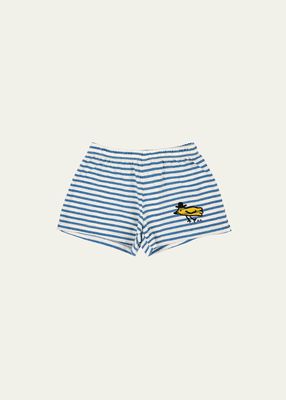 Girl's Striped Graphic Bird Shorts, Size 6M-24M
