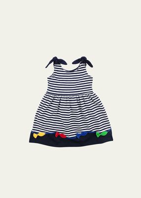 Girl's Striped Knit Dress with Fish