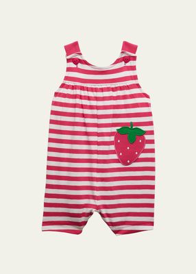 Girl's Striped Knit Embroidered Strawberry Playsuit, Size 3M-24M
