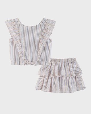 Girl's Striped Lurex Top And Skirt Set, Size 2-6X