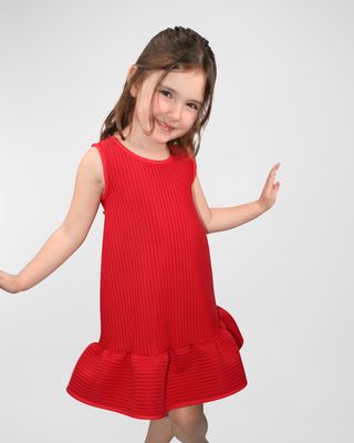 Girl's Striped Neoprene Dress, Size 2-6