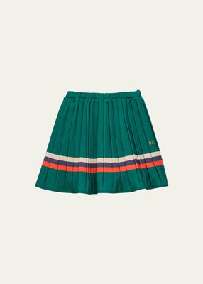 Girl's Striped Pleated Woven Skirt, Size 2-13