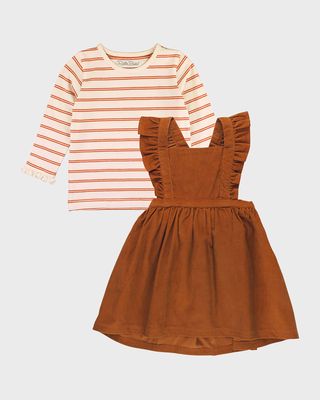 Girl's Striped Top & Crisscross Back Dress, Size 3M-4T