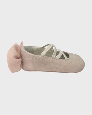 Girl's Suede Ballerina Baby Flats, Size 0-4