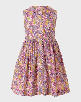 Girl's Summer Floral Button-Front Dress, Size 2-10