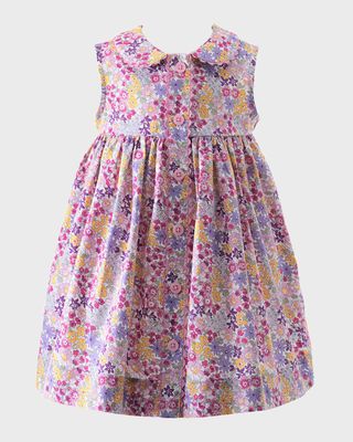 Girl's Summer Floral Button-Front Dress, Size 6M-24M